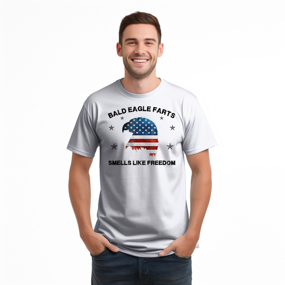Bald Eagle Farts Smells Like Freedom T-Shirt Patriotic Themed Clothing Mens